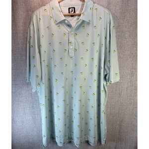 FootJoy Cocktails Polo Shirt Short Sleeve Men's 2X Aqua Mojitos Golf Athleisure